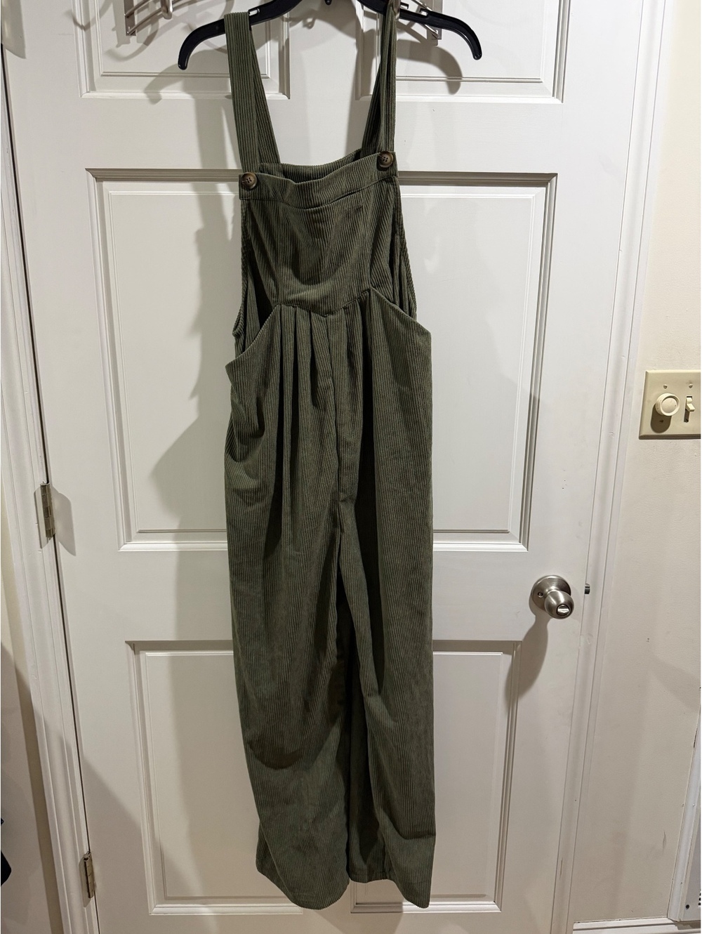 New Cupshe Olive Green Corduroy Overalls with Pockets Size Large